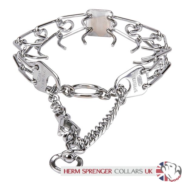 Chrome Plated Herm Sprenger Dog Prong Collar with Quick Release 2.25 mm